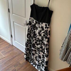 City Chic formal strapless empire a line black & white gown